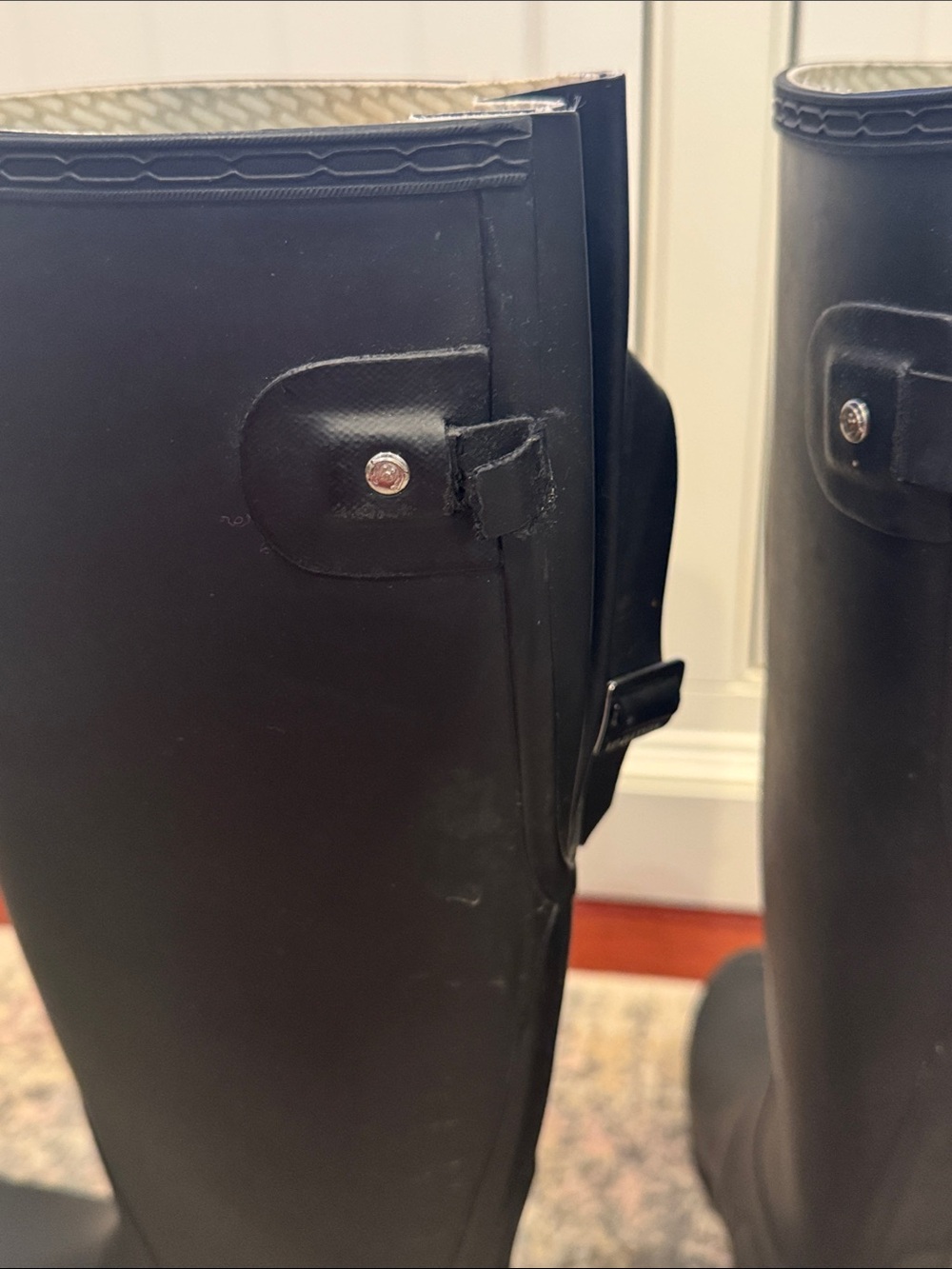 Hunter Women's Adjustable Black Rain Boots with Red Logo - Picture 3 of 6